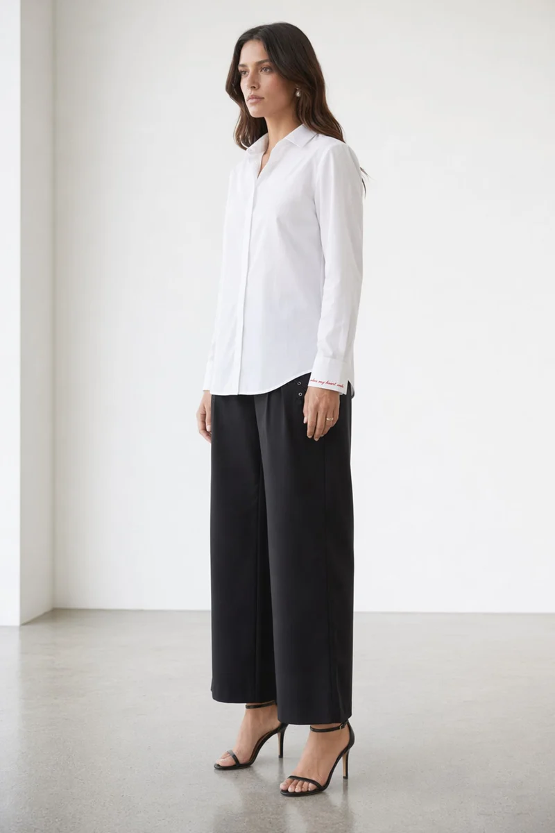 Zelvi|100% Cotton Shirt With Placement Embroidery
