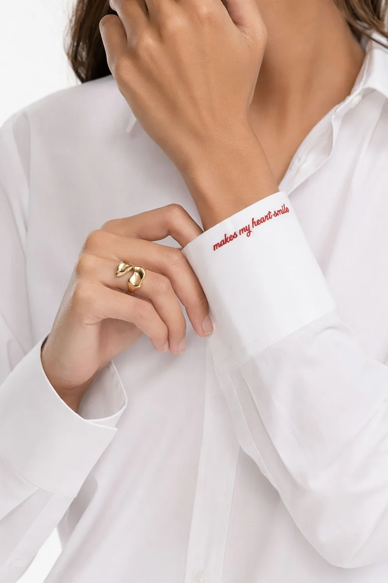 Zelvi|100% Cotton Shirt With Placement Embroidery