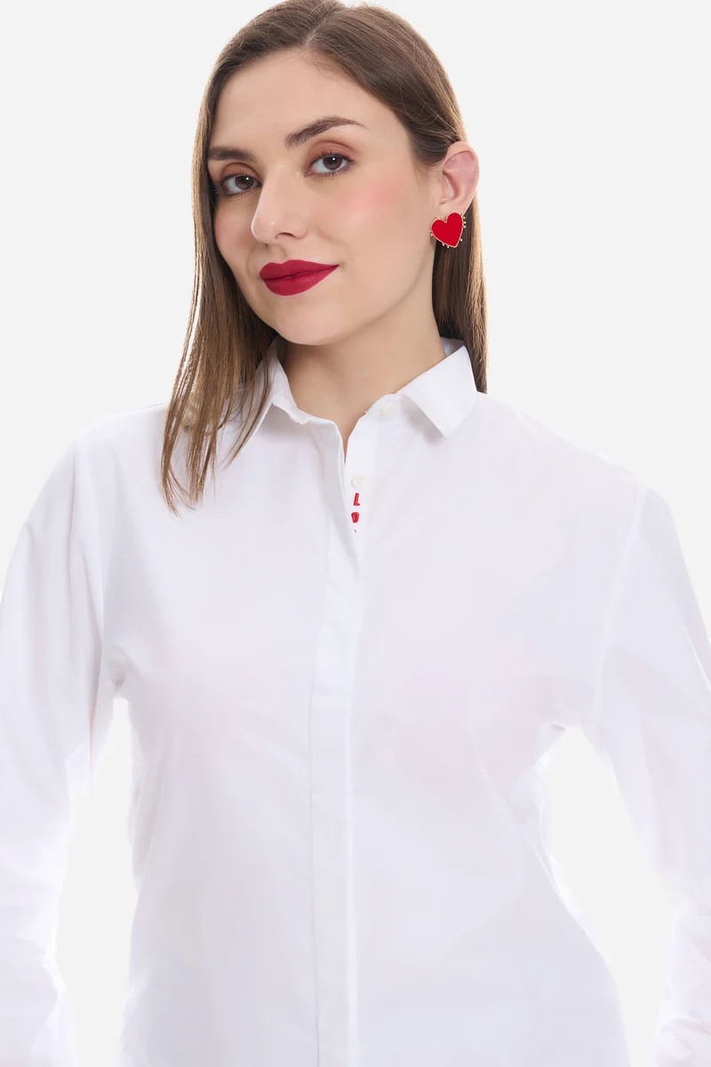 Zerra|100% Cotton Shirt With Placement Embroidery