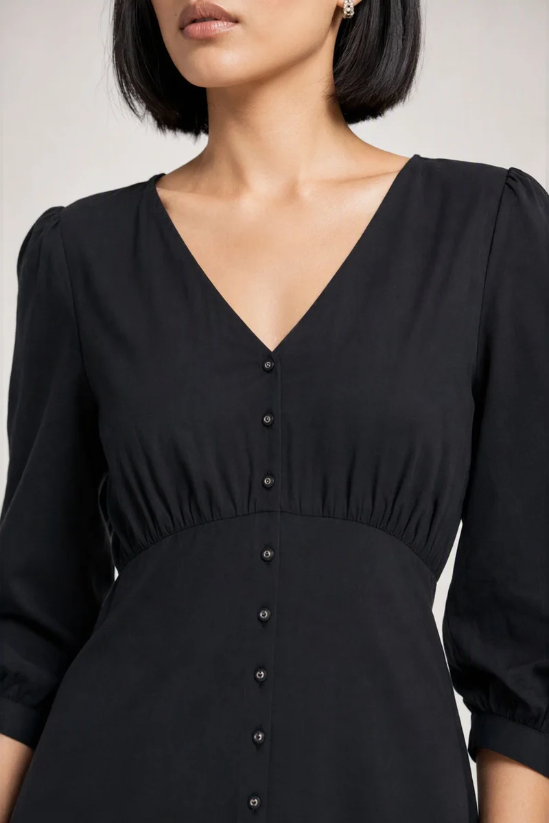 Oltia|100% Cotton V-Neck Bow Tie Maxi Dress