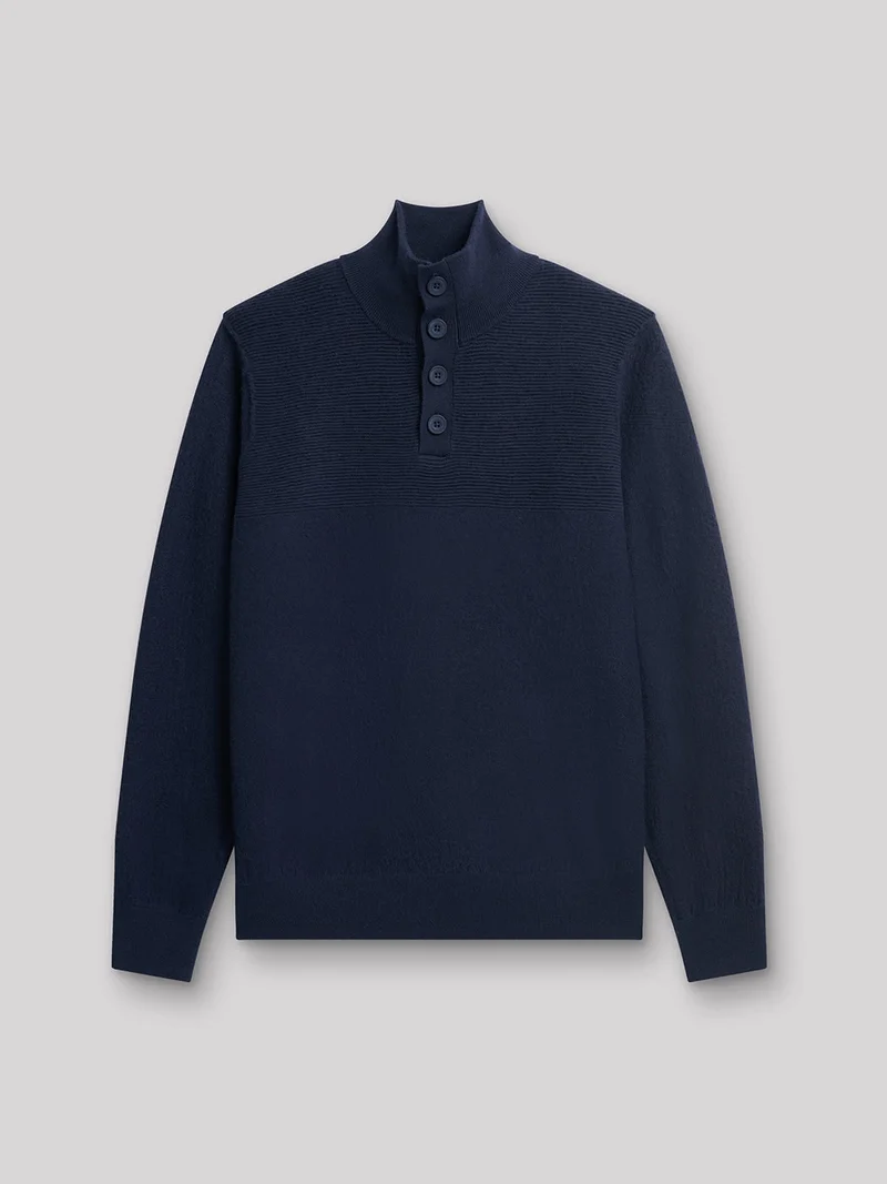 Pull col cheminée montant boutonné