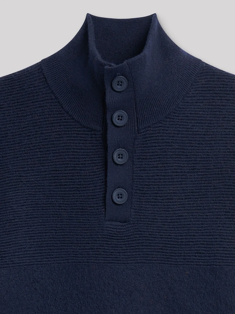 Pull col cheminée montant boutonné