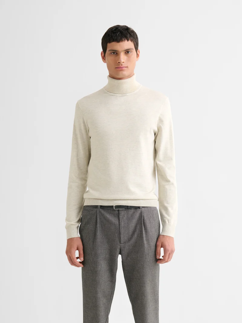 Pull col roulé en jersey