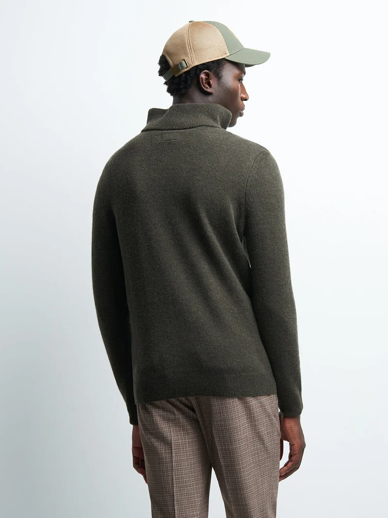 Pull col cheminée zippé laine d'agneau
