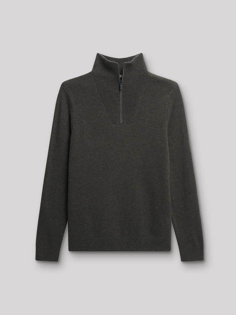 Pull col cheminée zippé laine d'agneau