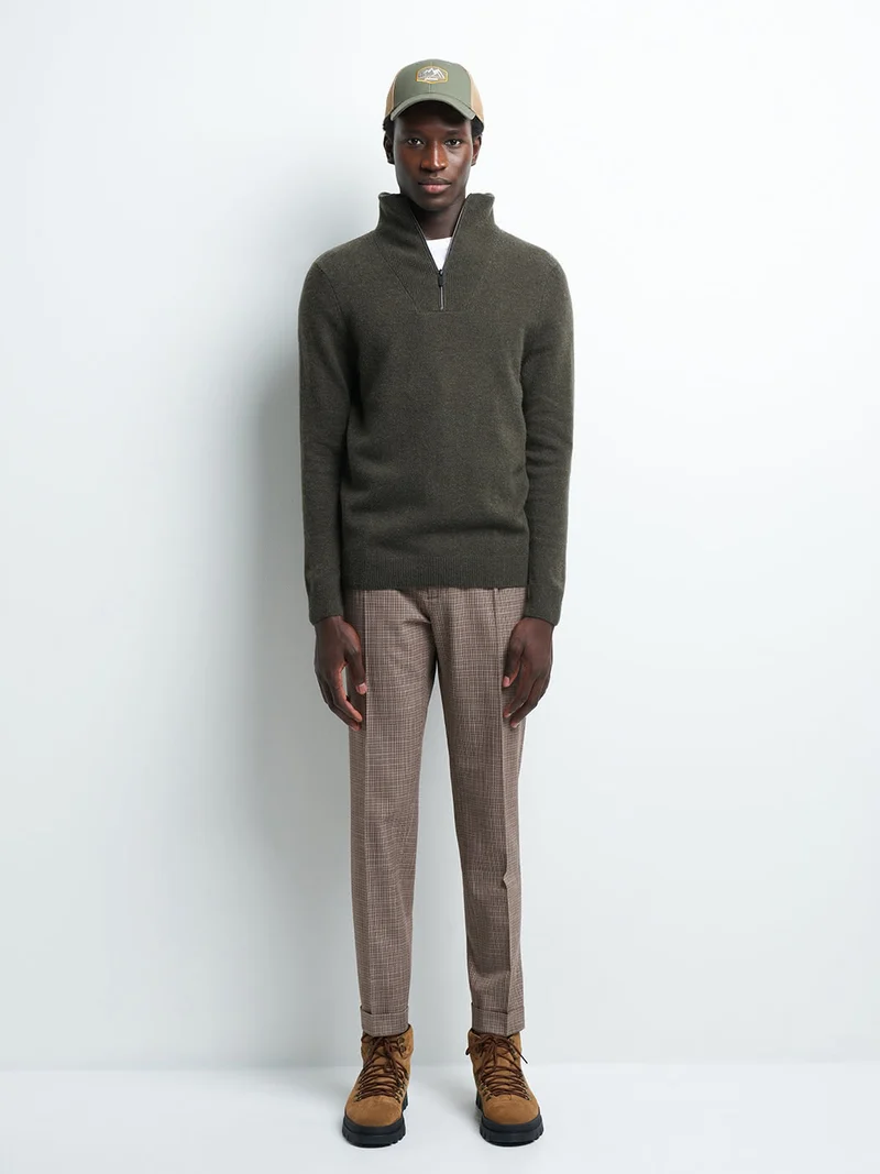 Pull col cheminée zippé laine d'agneau