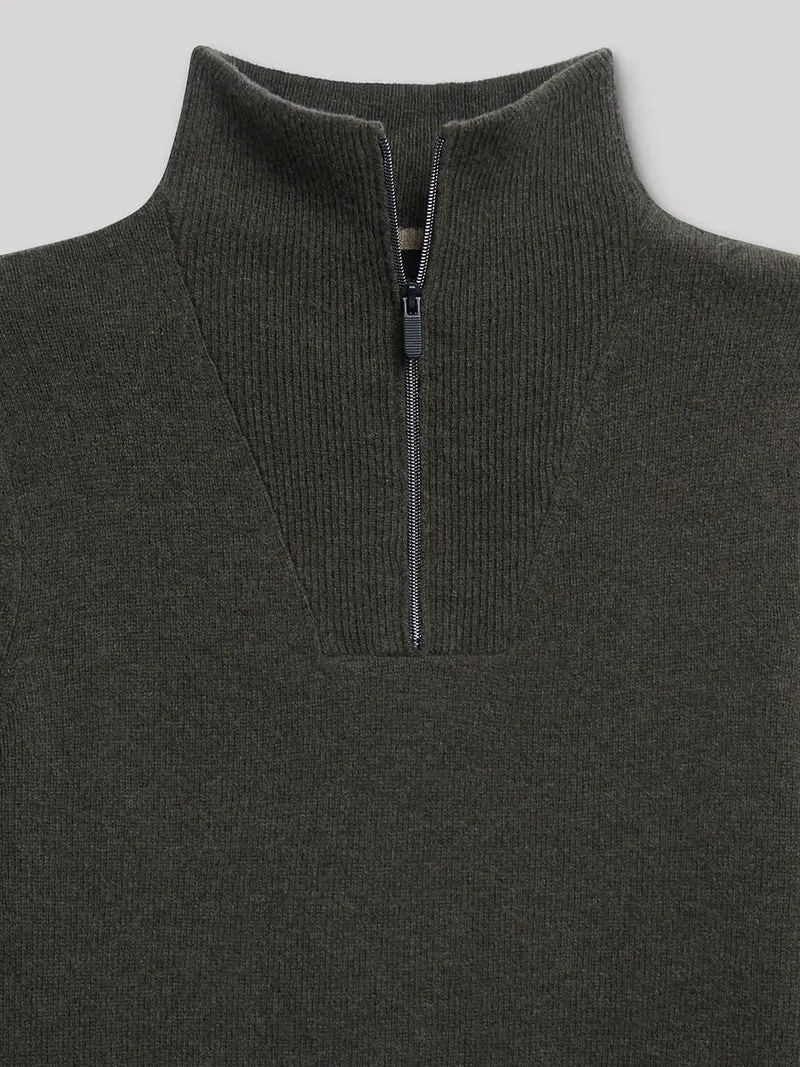 Pull col cheminée zippé laine d'agneau