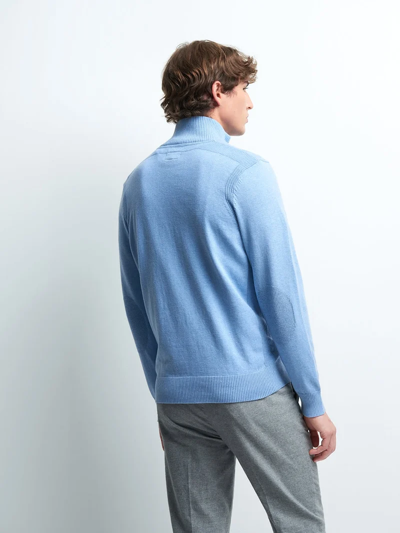 Pull col montant zippé coton cachemire