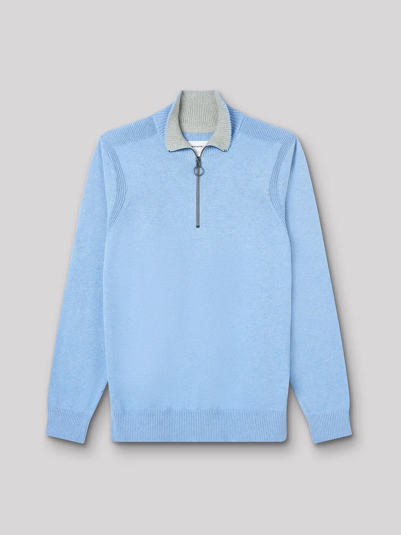 Pull col montant zippé coton cachemire