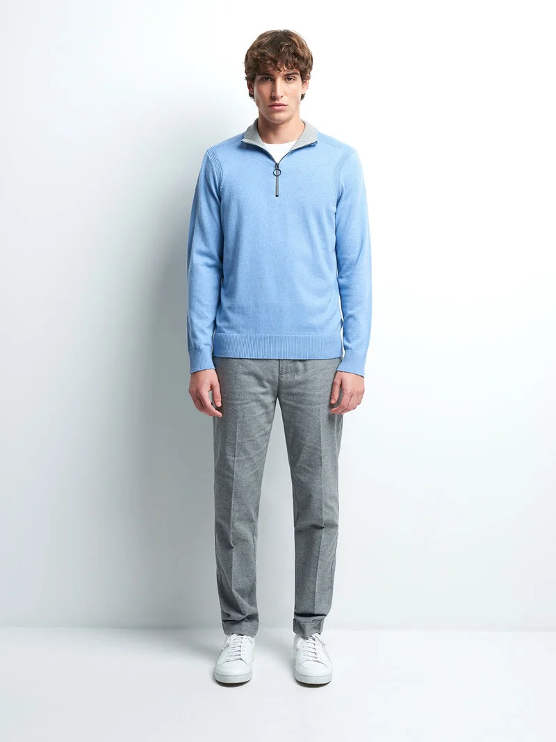 Pull col montant zippé coton cachemire