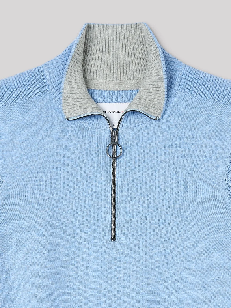 Pull col montant zippé coton cachemire