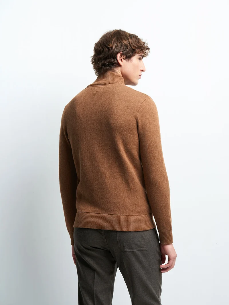 Pull col montant zippé coton cachemire