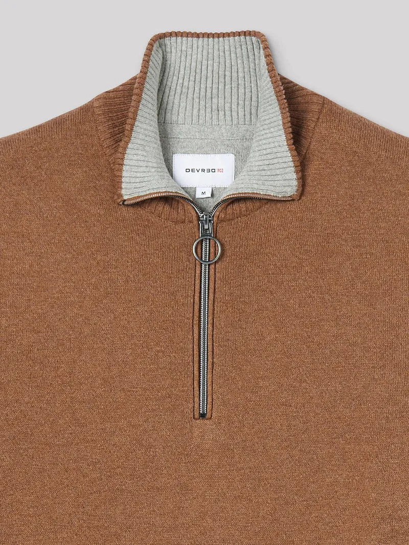 Pull col montant zippé coton cachemire