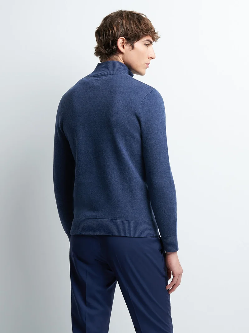 Pull col montant zippé coton cachemire