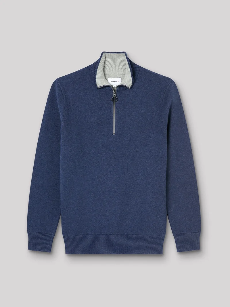 Pull col montant zippé coton cachemire