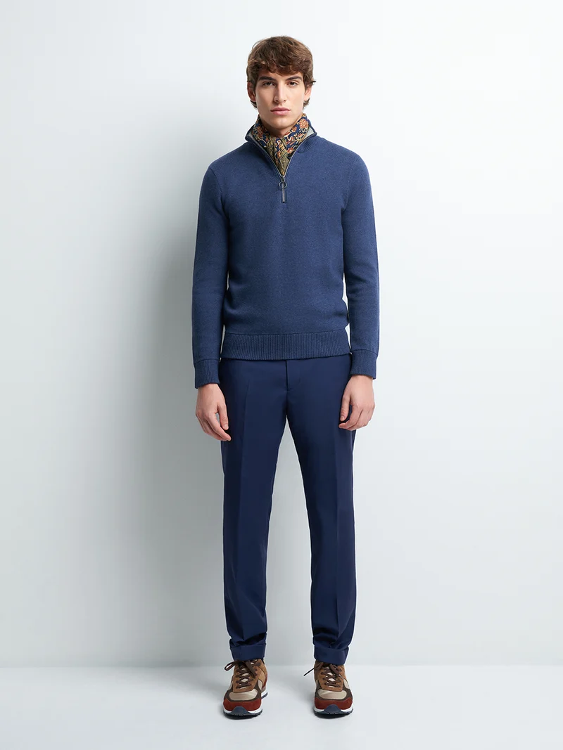 Pull col montant zippé coton cachemire