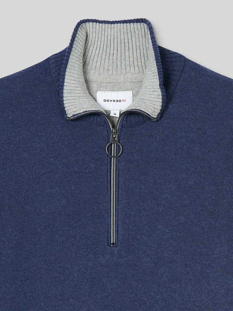 Pull col montant zippé coton cachemire