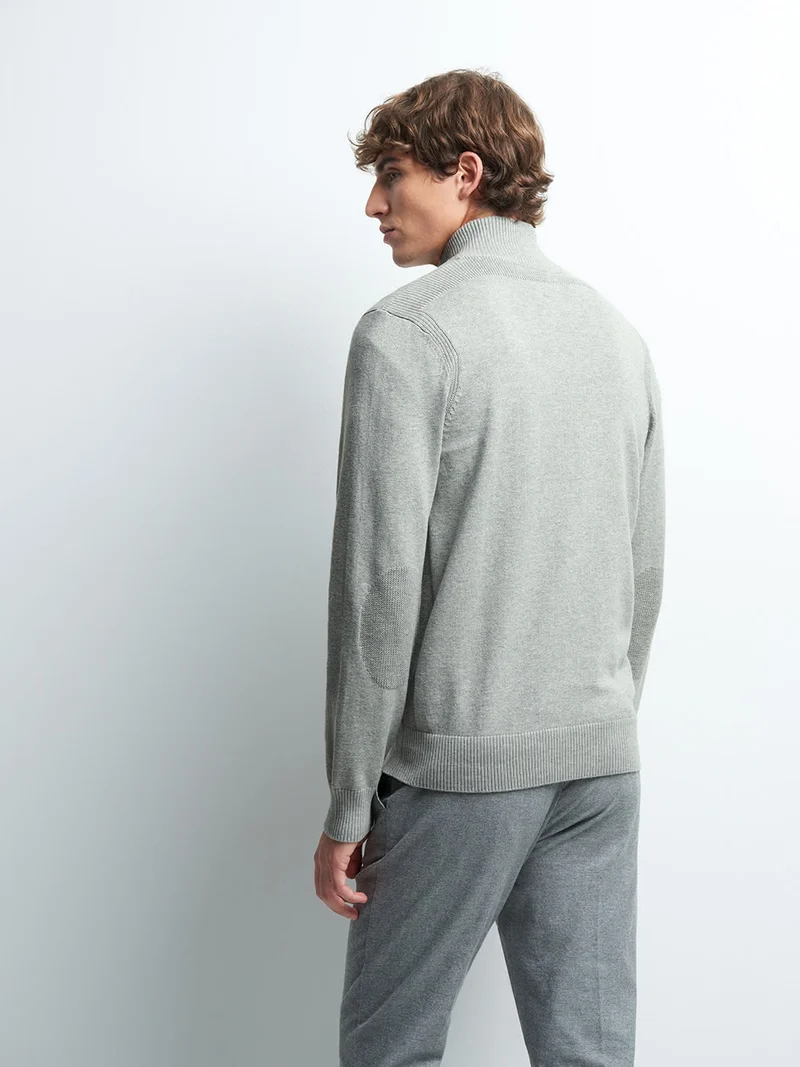 Pull col montant zippé coton cachemire