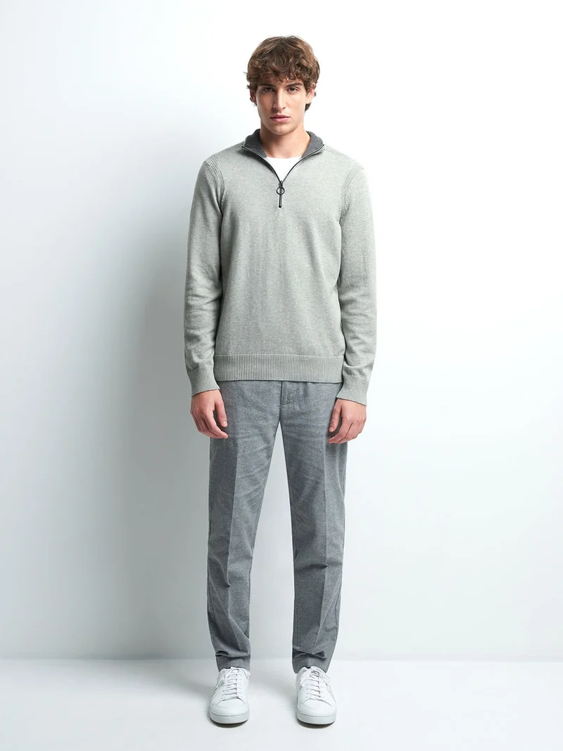 Pull col montant zippé coton cachemire