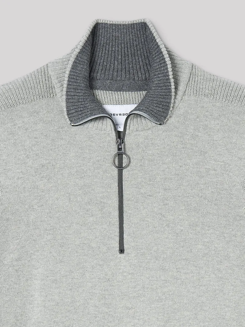 Pull col montant zippé coton cachemire