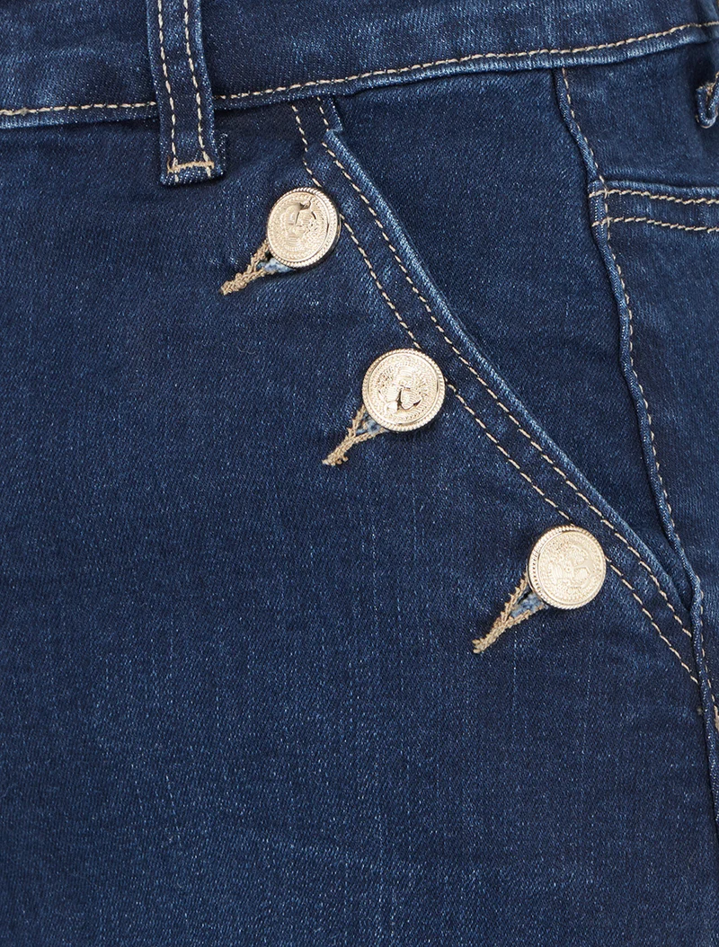 Jupe longue en jean poches boutonnées - Bleu