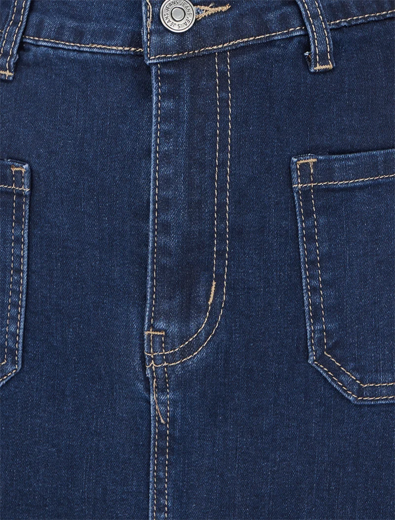 Jupe longue coupe droite en jean à 4 poches - Bleu