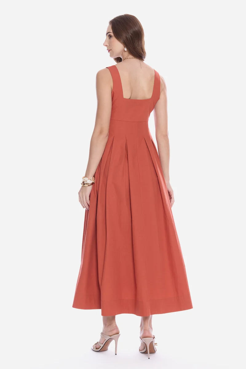 Rodel|100% Cotton Sweetheart Pleated Maxi