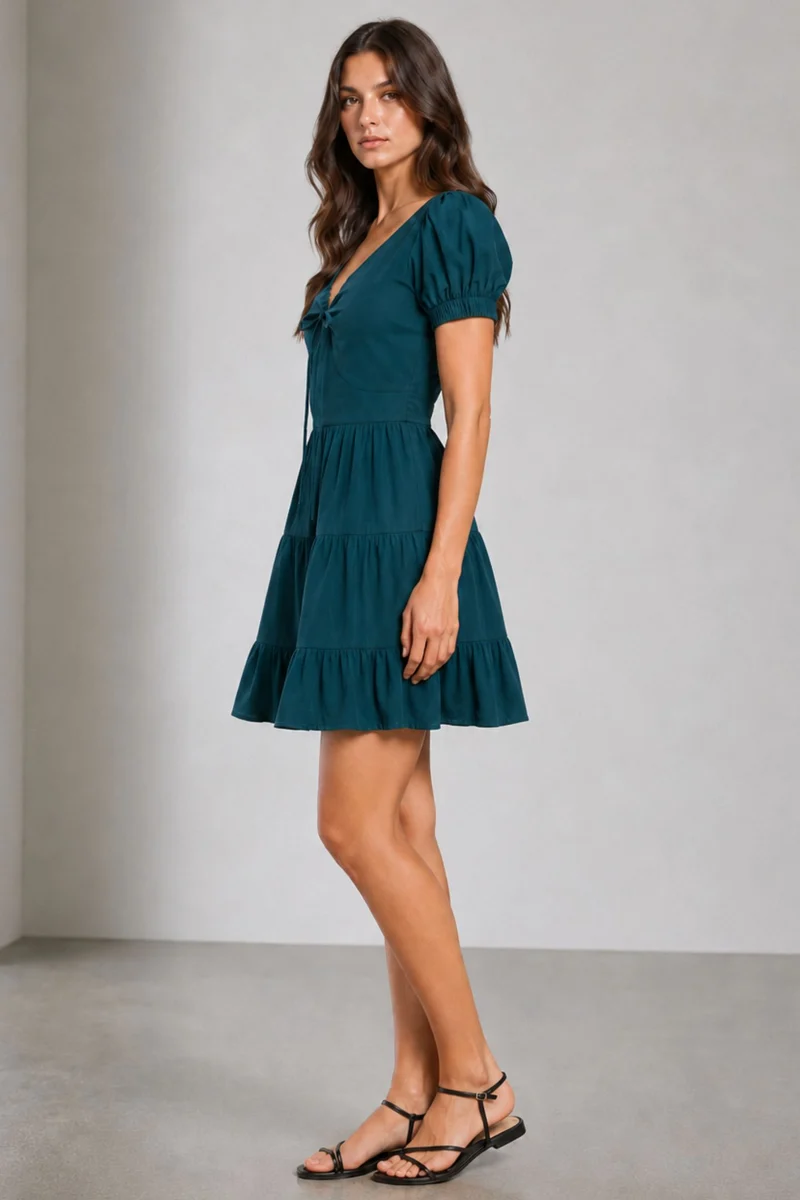 Ronla|100% Cotton Sweetheart Tiered Mini Dress