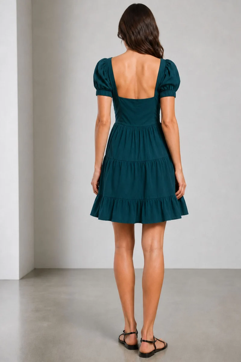Ronla|100% Cotton Sweetheart Tiered Mini Dress