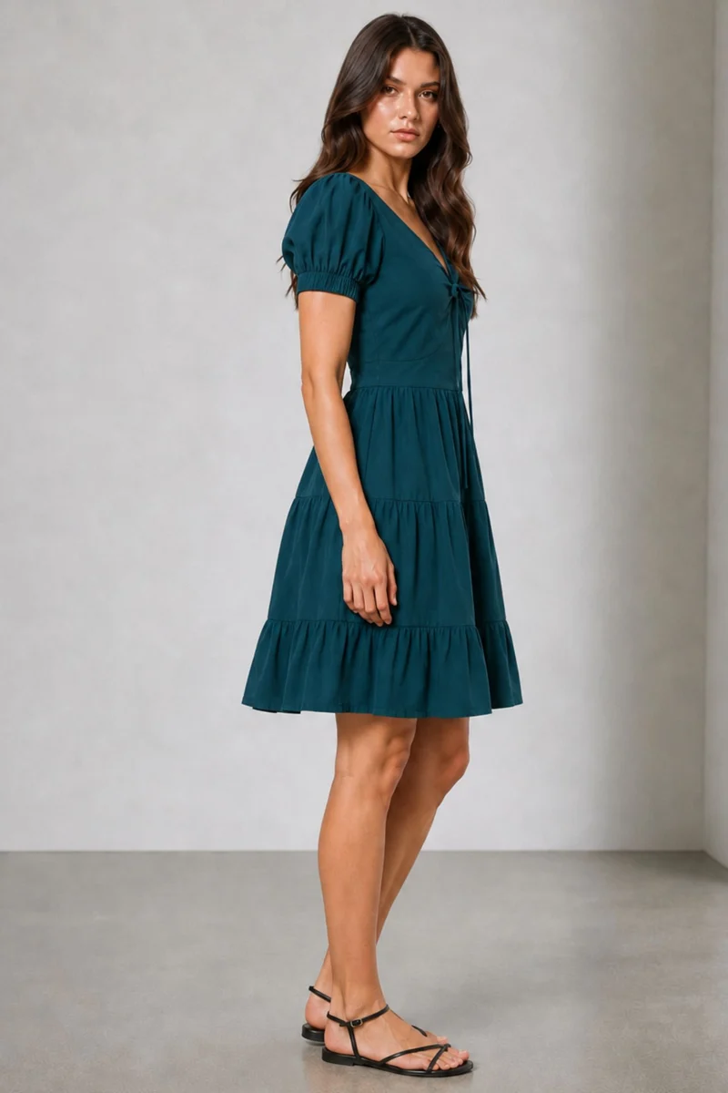 Ronla|100% Cotton Sweetheart Tiered Mini Dress