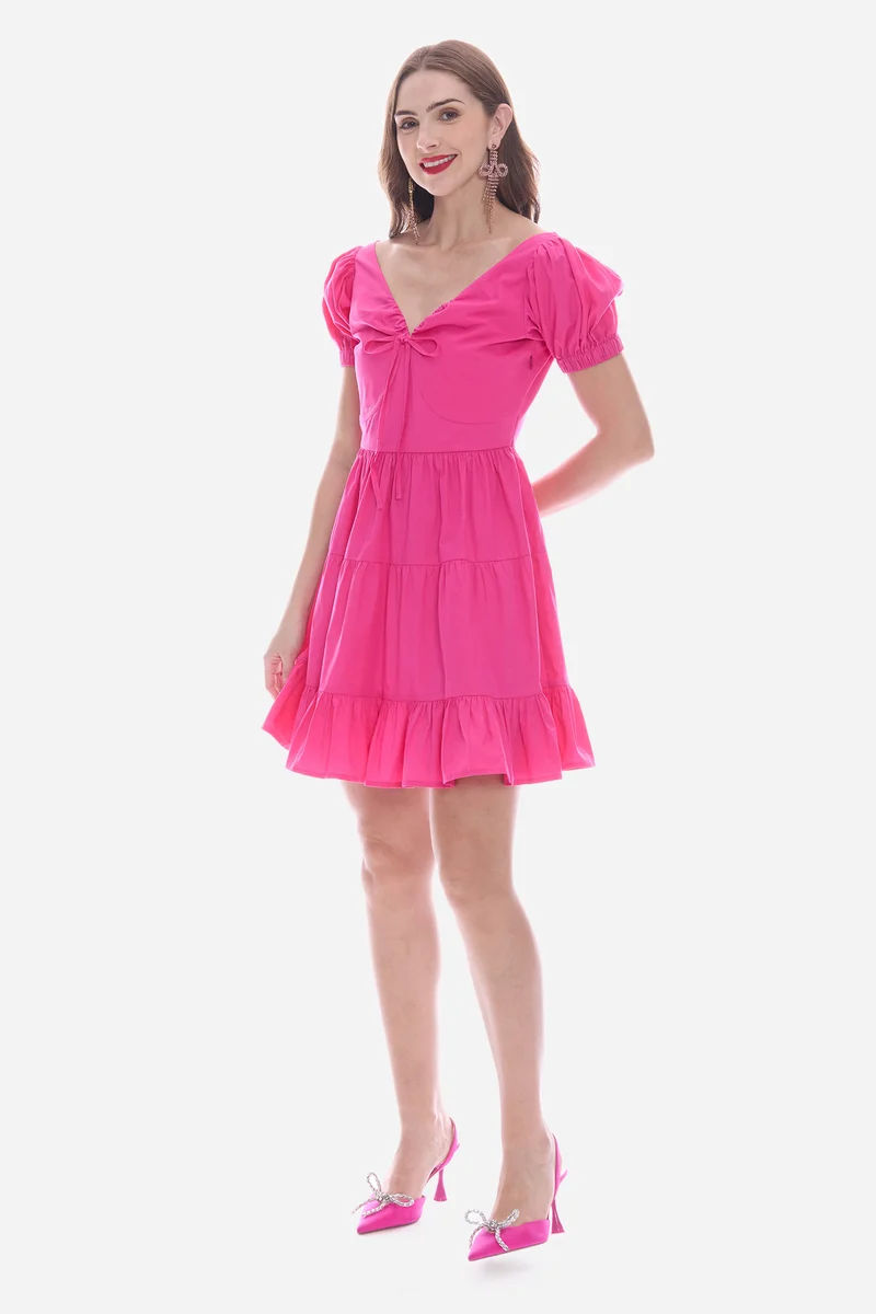 Ronis|100% Cotton Sweetheart Tiered Mini Dress