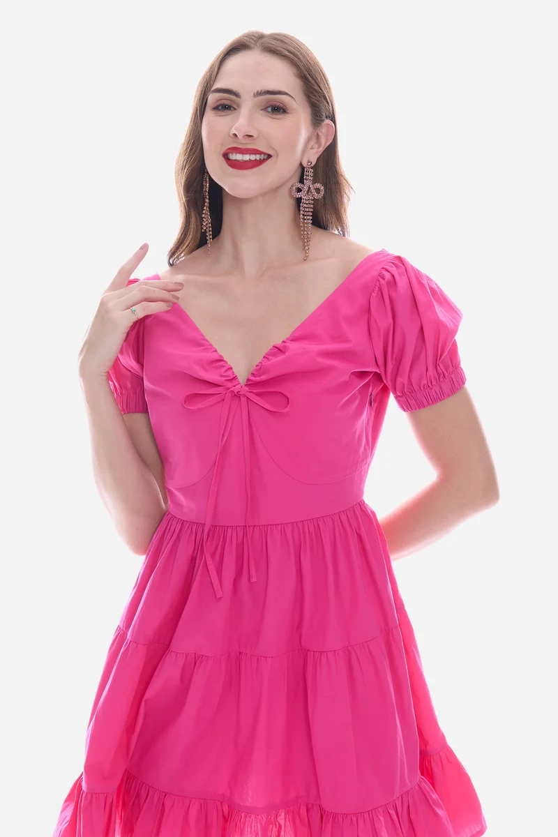 Ronis|100% Cotton Sweetheart Tiered Mini Dress