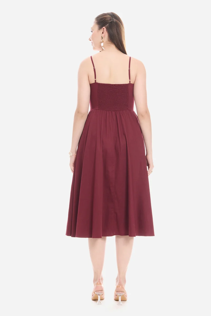 Oley|100% Cotton Strappy Fit & Flare Dress