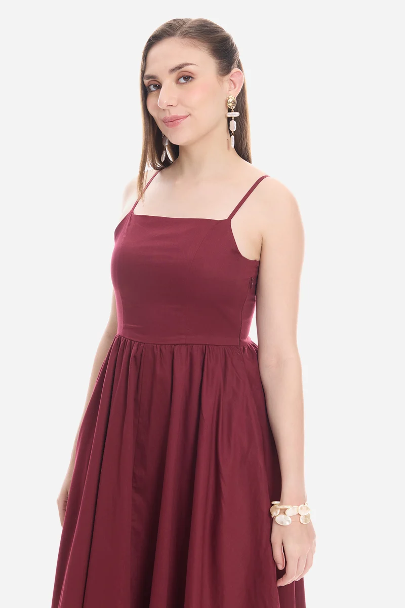 Oley|100% Cotton Strappy Fit & Flare Dress