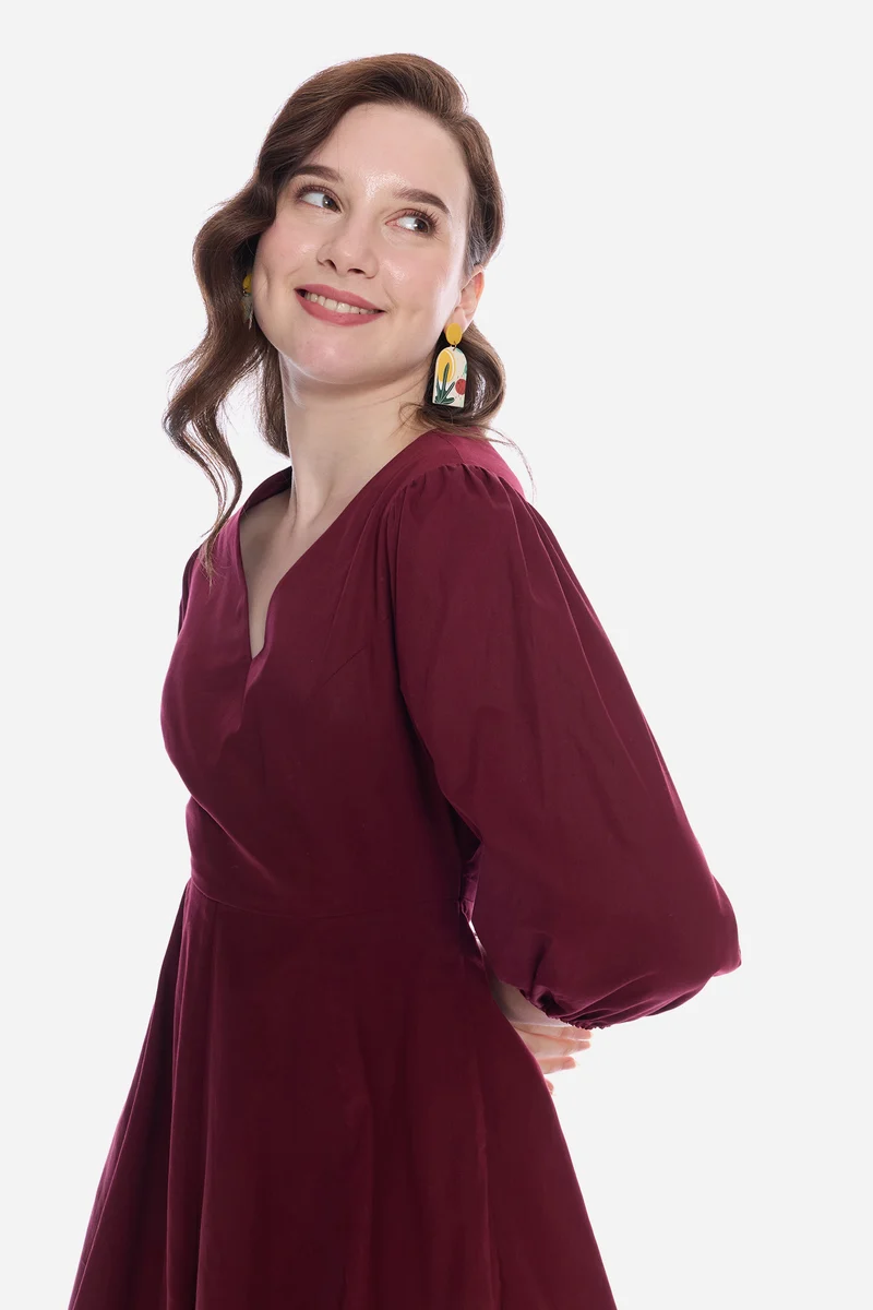 Naana|100% Cotton V-Neckline Mini Dress