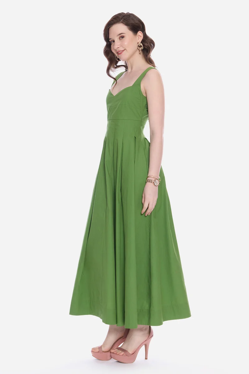 Roay|100% Cotton Sweetheart Pleated Maxi