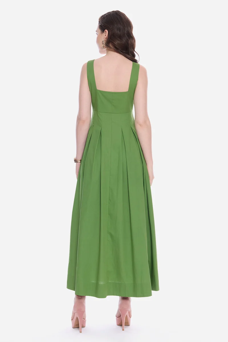 Roay|100% Cotton Sweetheart Pleated Maxi