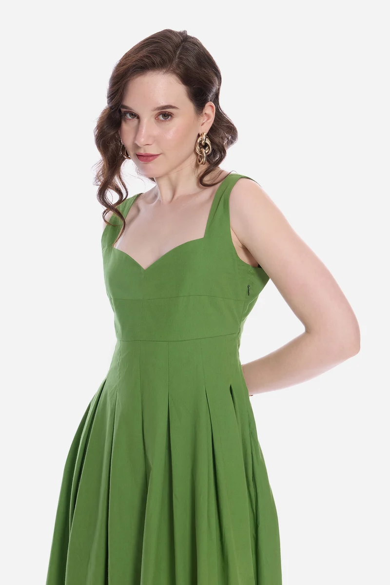 Roay|100% Cotton Sweetheart Pleated Maxi