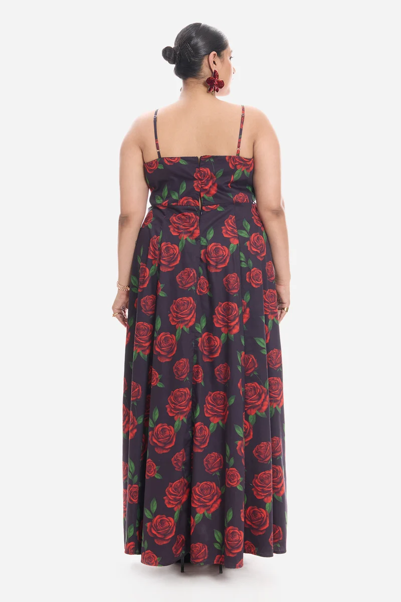 Vivia|Cotton Strappy Maxi Dress With Cutout