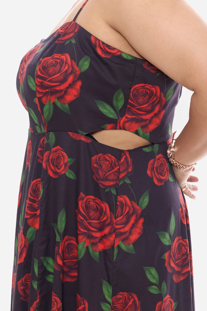 Vivia|Cotton Strappy Maxi Dress With Cutout