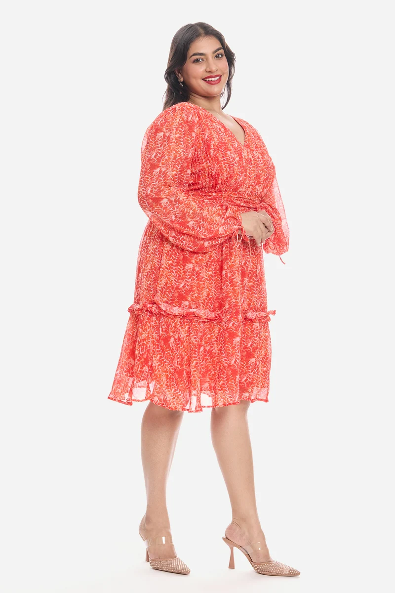 Adlen|Viscose V-Neck Mini Dress