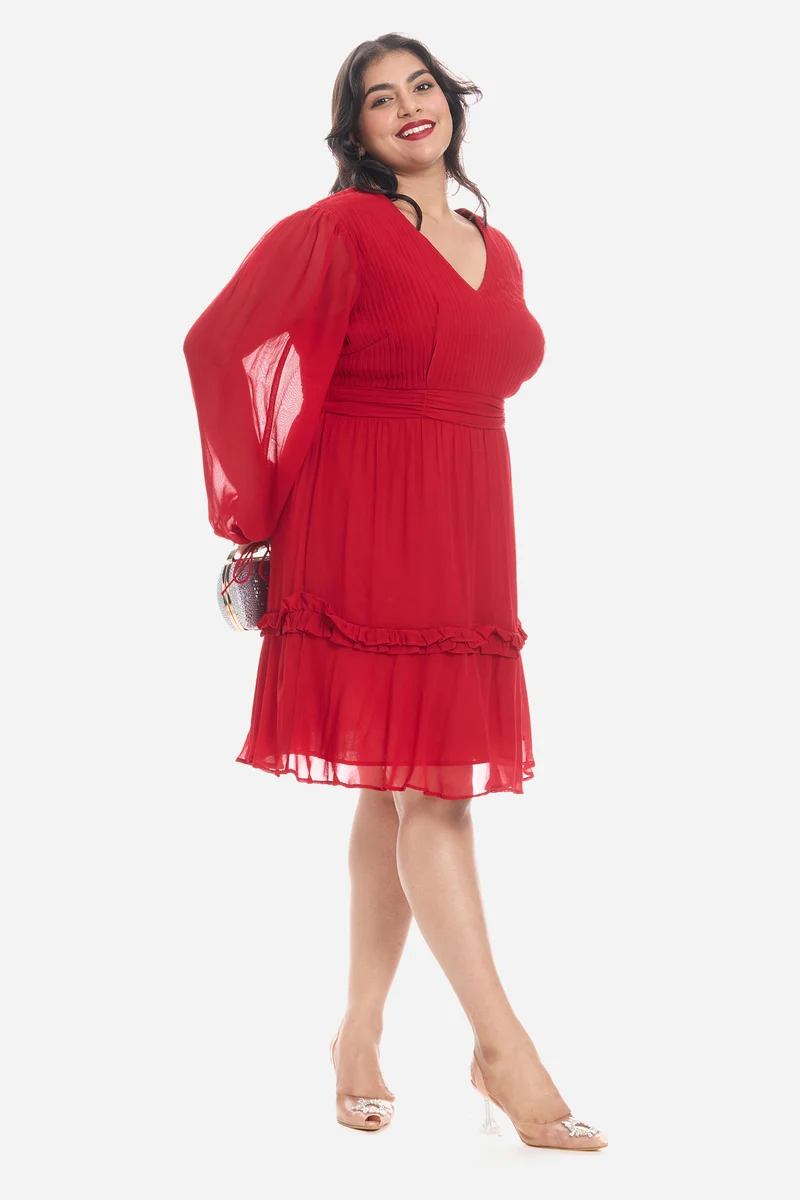 Adma|Viscose V-Neck Mini Dress