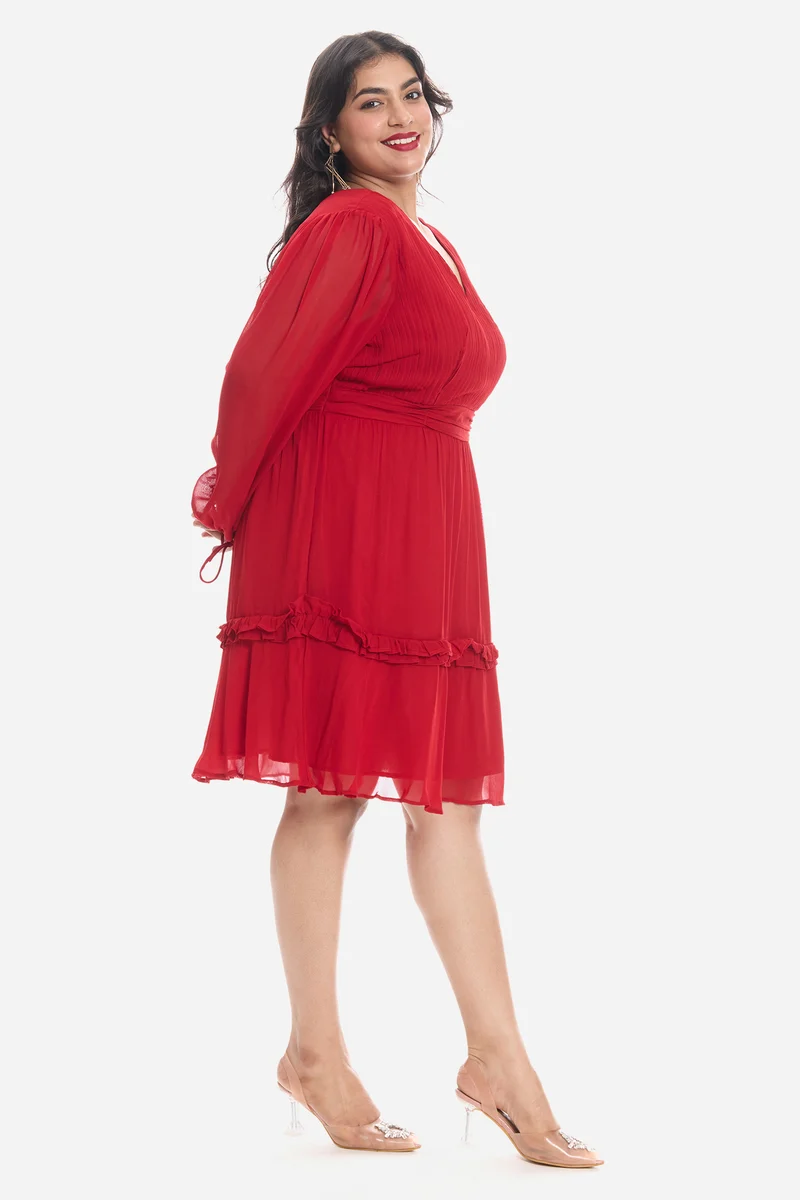 Adma|Viscose V-Neck Mini Dress