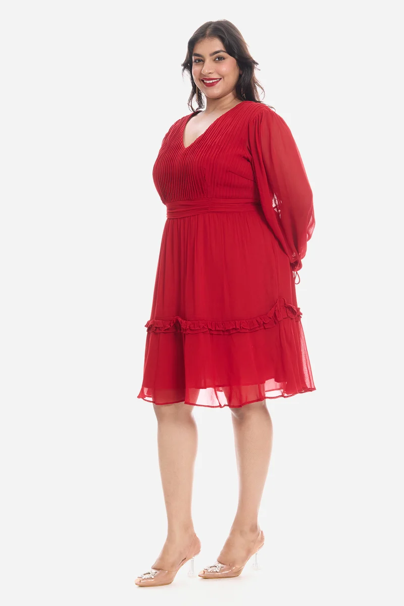 Adma|Viscose V-Neck Mini Dress