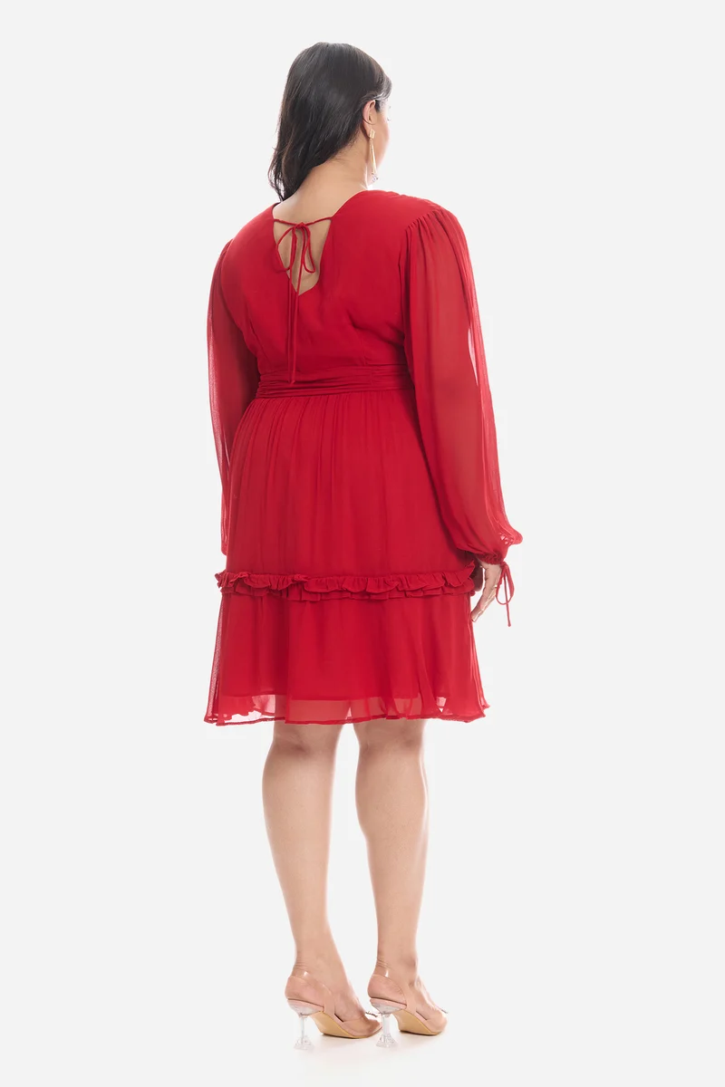 Adma|Viscose V-Neck Mini Dress