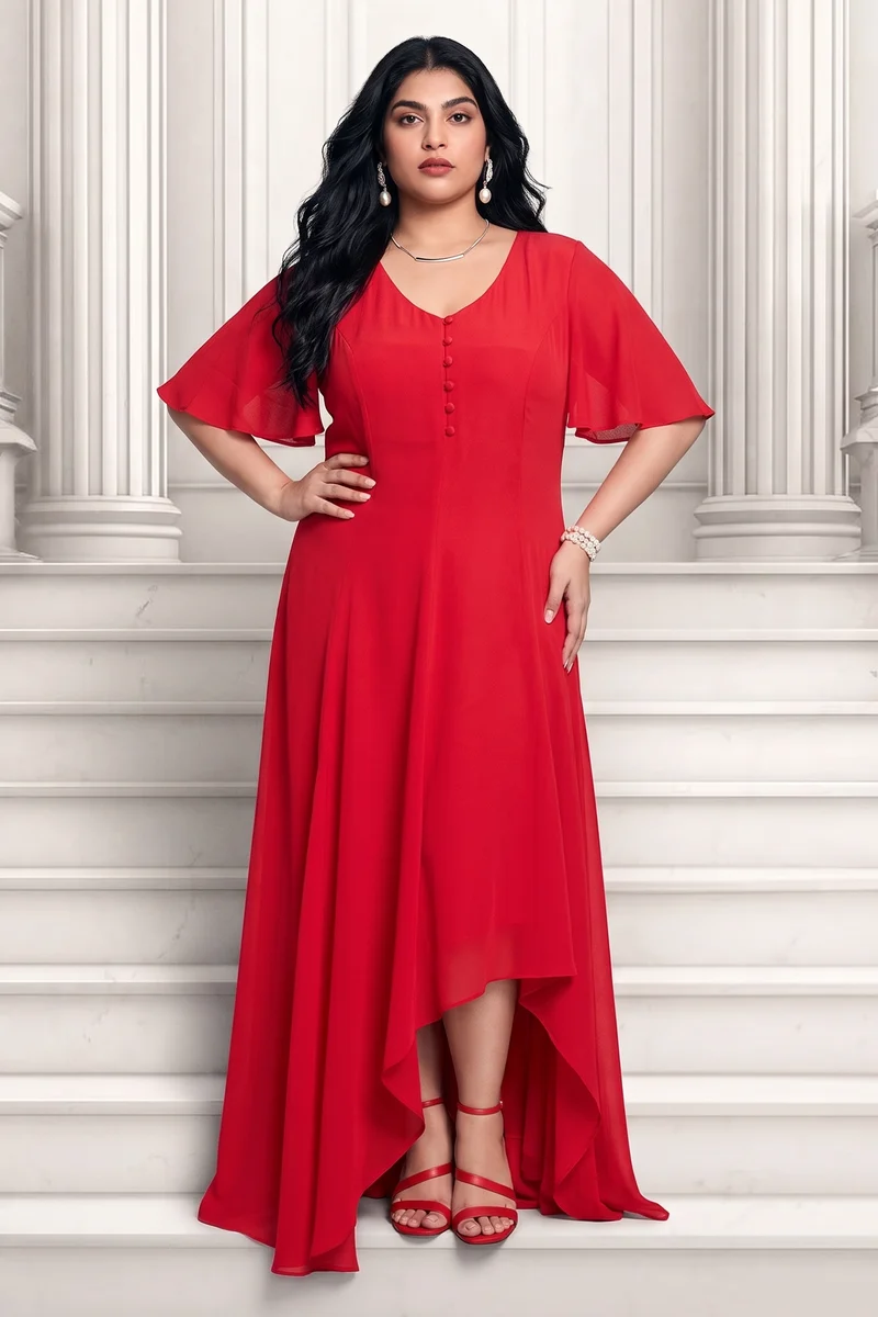 Adlah|Viscose Maxi Dress With Side Slit