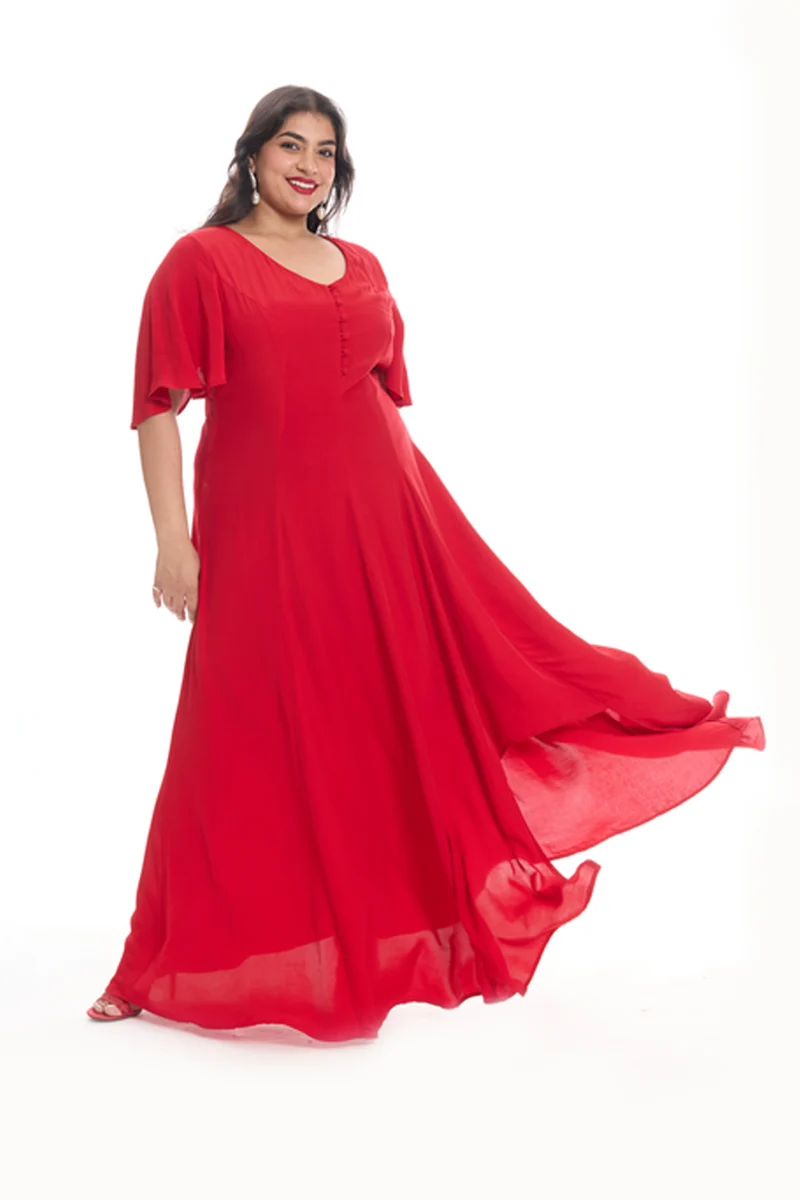 Adlah|Viscose Maxi Dress With Side Slit