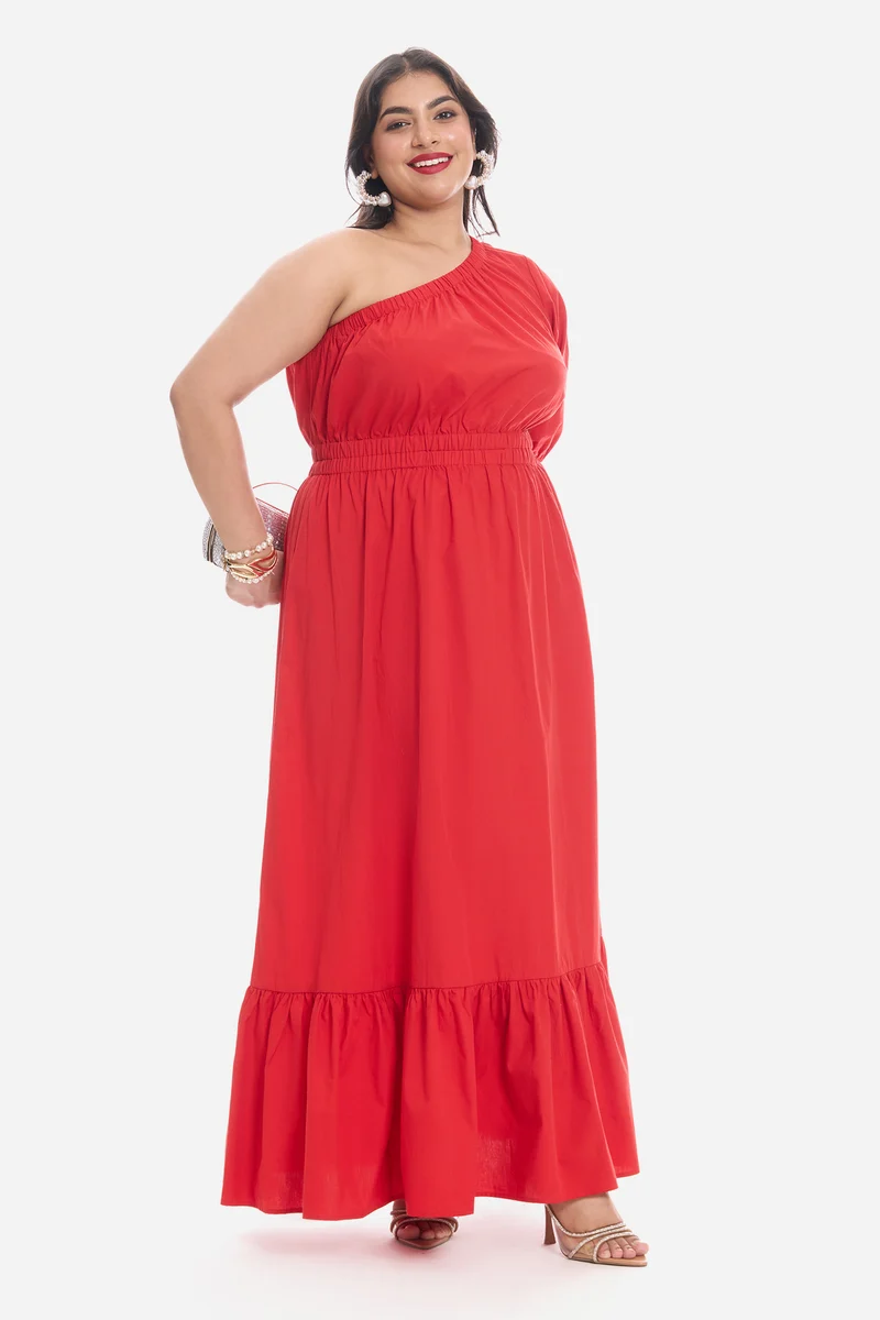 Vivy|Cotton One Shoulder Maxi Dress