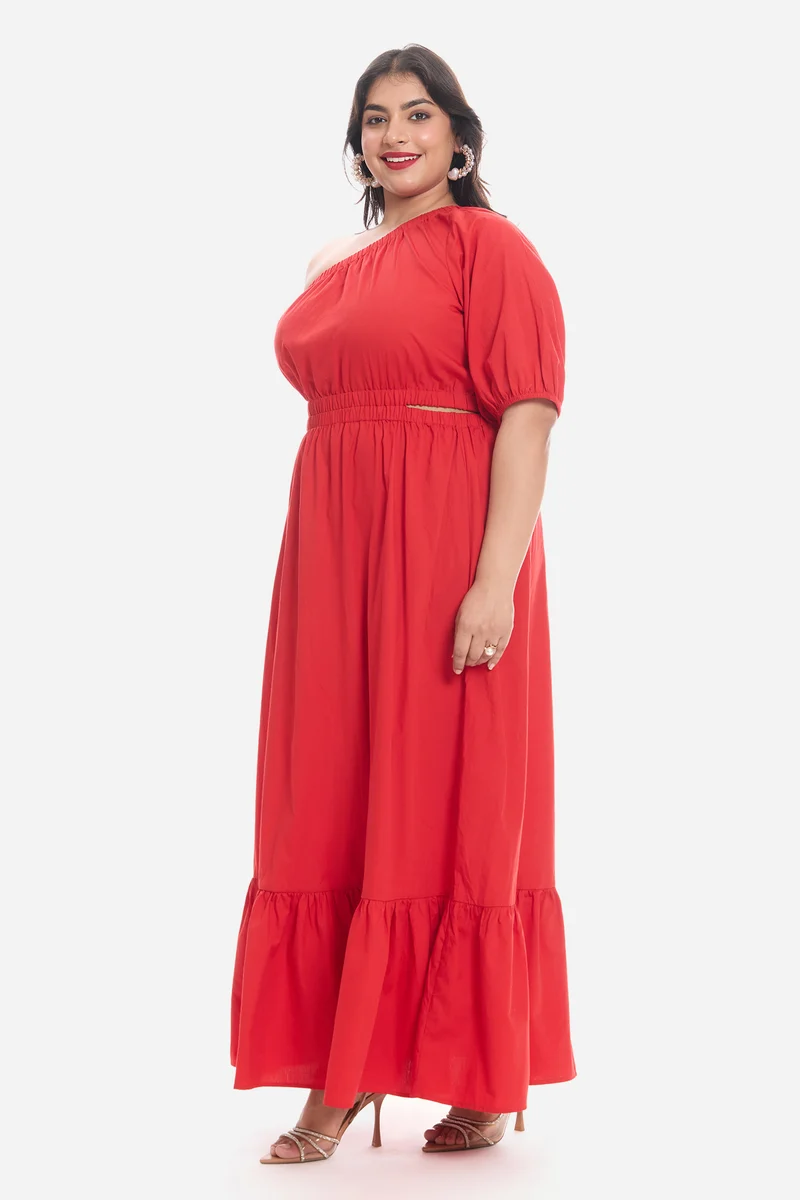 Vivy|Cotton One Shoulder Maxi Dress