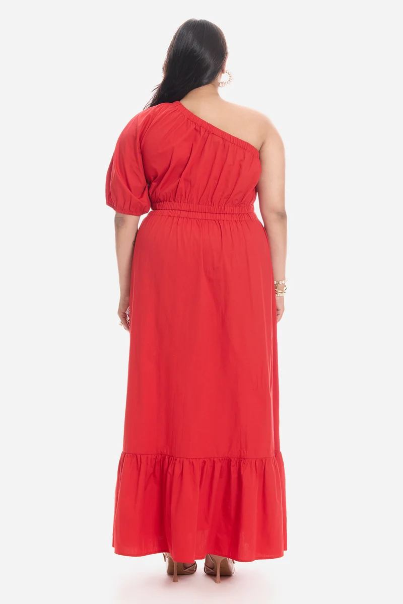 Vivy|Cotton One Shoulder Maxi Dress